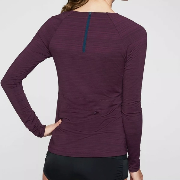Athleta Stinson Back Zip Long Sleeve Top Wild Bloom Small - Picture 2 of 5